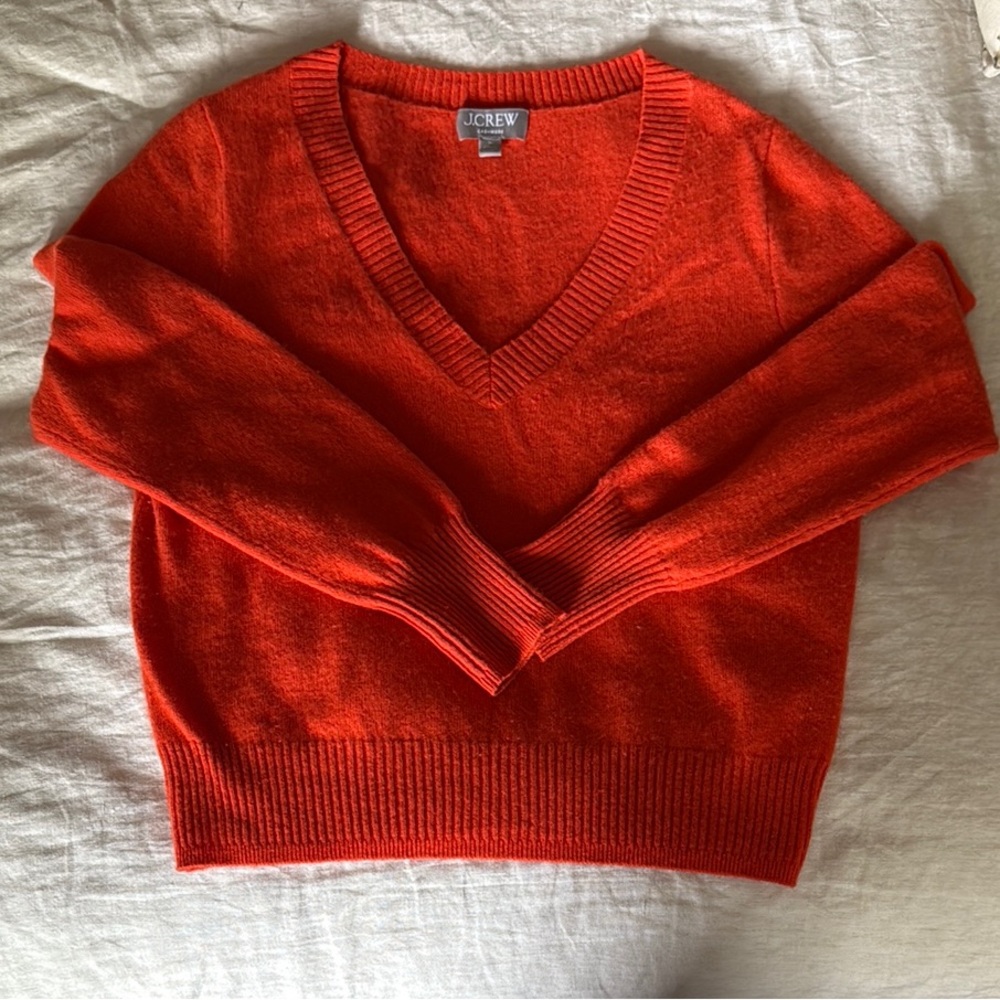 J. Crew Tangerine Cropped Cashmere Sweater